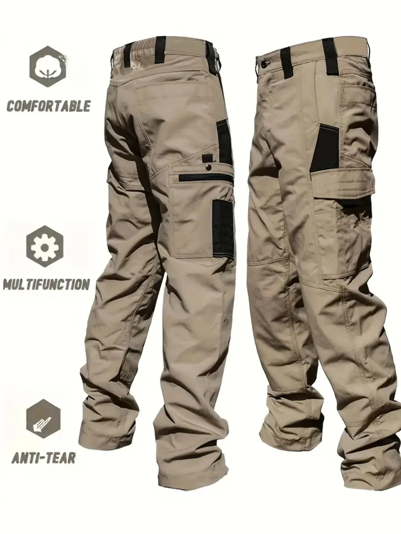 Men's Tactical Cargo Pants - Water Resistant, Anti-Tear, Multi-Pocket Work Pants | Comfortable for Outdoor Hiking, Military, Camping & Daily Wear | Durable Ripstop Utility Trousers with Functional Pockets