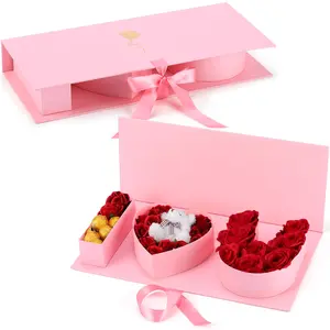 2 Pack Valentine's Day Gift Empty Flower Gift Box Candy Boxes Heart Boxes for Flowers Lovebox I Love U Cardboard Letter Shaped Fillable Chocolate Candy Packaging for Girlfriend Wife Mom Women Perfect for Valentine's Day Engagement Wedding Anniversaries