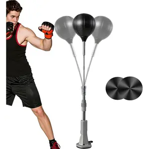 Punching Bag with Stand(2Black Rubber Mat) - One-Touch Suction Attachment,Height Adjustable,Speed Bag for Training, Boxing Equipment, Boxing Bag for Teens & Adults