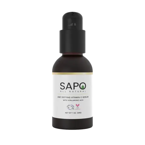 Sapo All Natural Vitamin C Serum - Brightening Facial Treatment with Hyaluronic Acid, Chamomile, Orange Oil & Extract - Exfoliating Dark Spot Corrector & Antioxidant Boost for Nice Glowy Skin - 1 oz