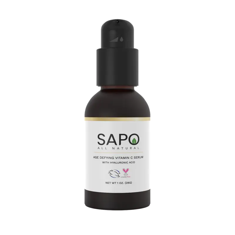 Sapo All Natural Vitamin C Serum - Brightening Facial Treatment with Hyaluronic Acid, Chamomile, Orange Oil & Extract - Exfoliating Dark Spot Corrector & Antioxidant Boost for Nice Glowy Skin - 1 oz