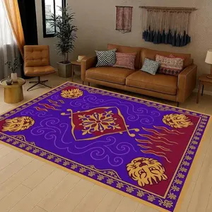 Magical Arabian Sultan Carpet Flannel Area Rug - Purple Persian Print Soft Mat for Kids Room & Living Room, Non-Slip Fantasy Home Decor Decorative Rug #MagicalCarpet #ArabianSultanRug #FantasyHomeDecor #PurplePersianMat #NonSlipRug