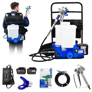 Cordless Airless Paint Sprayer Backpack Design, 21V Battery Powered, 1.6 Gallon Tank, 2.5 L/Min High Pressure, 6 Speeds, 5 ft Hose, Includes 2×6.0Ah Batteries for Wall Painting