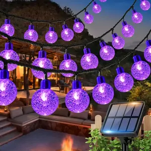 30 LED Solar Outdoor Lights, Purple Color Ball String Lights with 8 Lighting Modes, IPX4 High Quality, Durable Plastic for Garden, Patio, Wedding, Party, Holiday, Christmas Decor, Solar String Lights Outdoor, Garden Illumination, Decorative Garden Lights