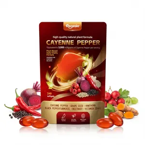 Regeskr Cayenne Pepper Softgel Capsules – Herbal Wellness Formula with Vitamins E, D3 & K2, Grape Seed, Hawthorn & Beetroot Extract (240 Softgels / 1 Pouch)