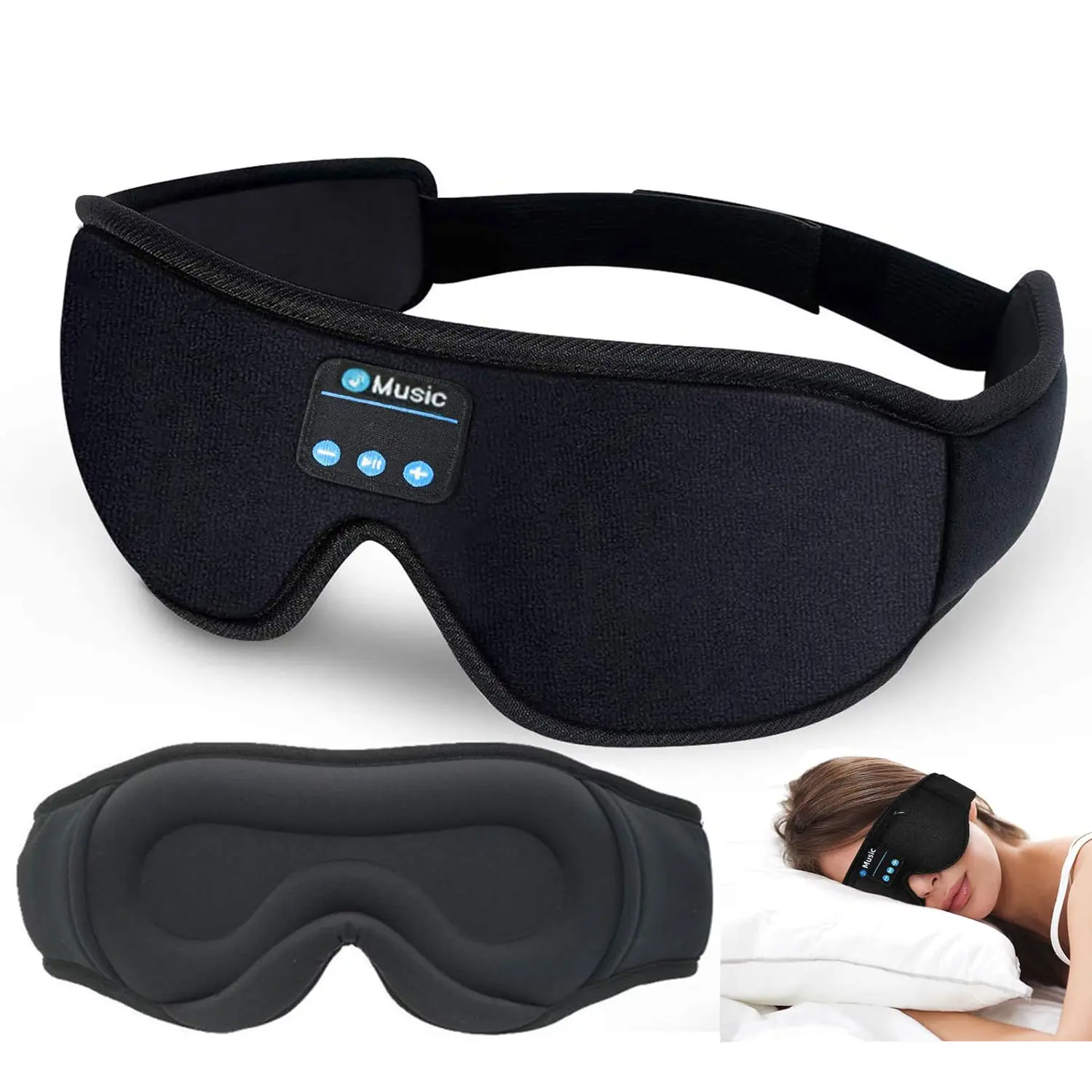 HITOZON Wireless Sleep Headphones with 3D Eye Mask - Ultra-Thin HD Stereo Speakers, Unisex Bluetooth Sleep Aid, Cool Gadgets for Insomnia, Travel