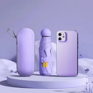 Travel Essentials Mini Umbrella for Purse With Case Small Compact UV Sun Protection Lightweight Tiny Pocket Manual Open Close Umbrella for Women Kids and Men Fit Purse Backpack