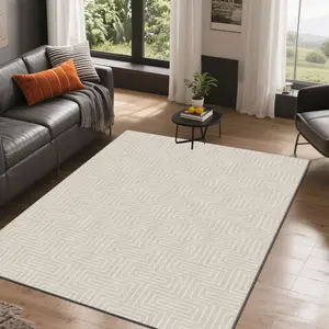 Velvet Soft Comfortable Geometric Print Rug, Decorative Area Rug, Square Patterned Carpet for Living Room, Bedroom, Bathroom, Hotel, Contemporary Rugs