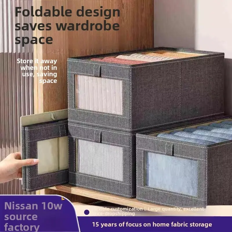1pc Visible Window Fabric Storage Box for Pants and Clothes, Closet Organizer and Drawer Storage Solution, Clothing Storage Box for Home