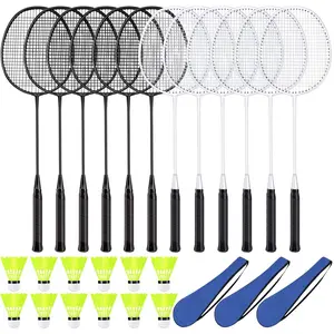 12 Pack Badminton Rackets Set Including Rackets, Nylon Shuttlecocks and Carry Bag for Outdoor Backyard Games Beginners