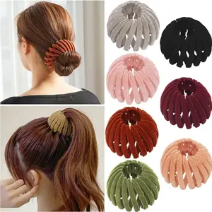 Velvet Expandable Lazy Bun Holder,Bird Nest Magic Hair Clip, Hair Accessories for Women,Hair Ties Bun Maker Scrunchies for Thick Thin Hair,Hair Clips for Women,Ponytail Holders,Ponytail,High ponytail,Hairpin for styling hair