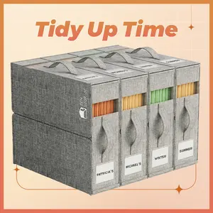 【NewYear2026】Zen Storage 4Pack Bed Sheet Organizers for Linen Closet King/Queen Size Waterproof Dustproof Foldable Storage Boxes with Clear Window for Blankets & Sheet Sets