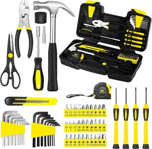 58-Piece Tool Kit Basic Home Repair Tool Set, General Household Hand Tool Kit,Small Tool Kit with Plastic Toolbox Mini Tool kit for Women, Office & College Repairs Yellow