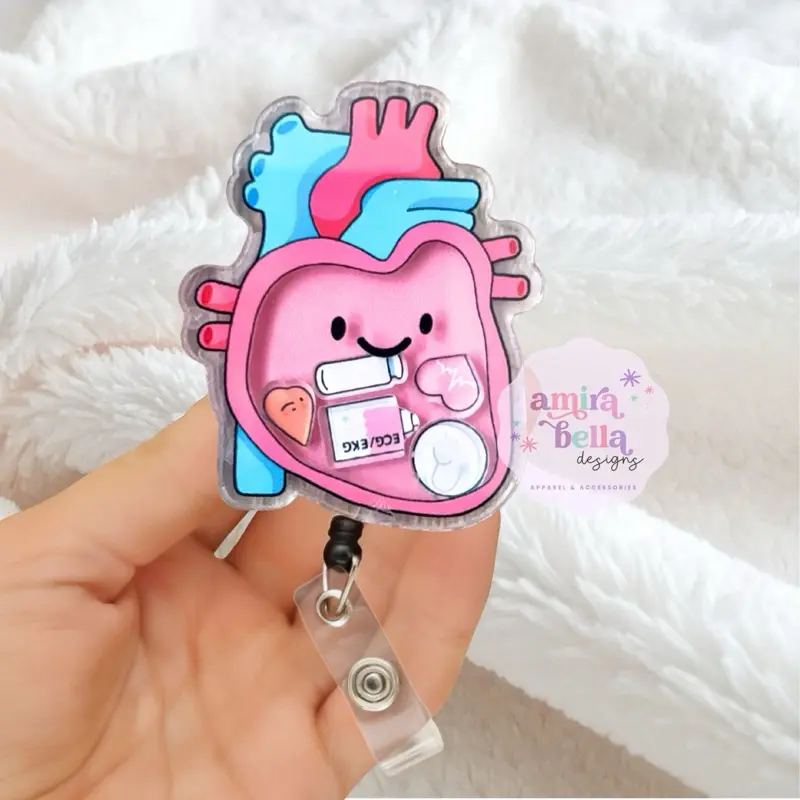 Shaker Heart Badge reel for Healthcare workers