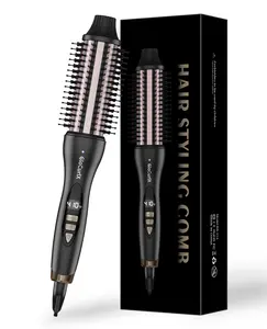 1.5inch Ionic Blowout Brush, Anti-Frizz Hair Round Straightener Curling  Heated Thermal Brush