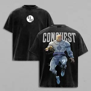 Invincible Conquest Graphic T-Shirt - Vintage Washed Oversized Anime Tee - Viltrumite Empire Streetwear for Men - Retro 90s Manga Apparel