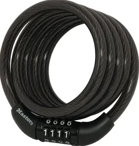 Master Lock Bike Cable Lock with 4-Digit Combination, Black Braided Steel Cable 4 ft Long Model 8143D