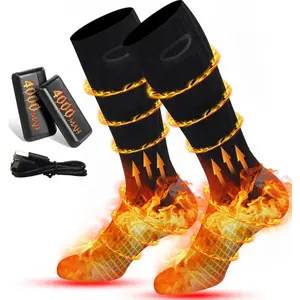 Heated Socks for Men Women, Rechargeable Heated Socks with 4000mAh Battery 3 Heating Levels, Electric Socks Thermal Foot Warmer Socks for Winter Outdoor Sports, Camping, Hunting