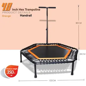 Leisure Trampoline with Safety Handlebar, Rebounder Fitness Trampoline for Adults with Adjustable Foam Handle, Exercise Trampoline Indoor/Garden Workout Indoor Bouncing Fitness Trampoline，Quiet, Non-Slip with Durable Stretch Cord