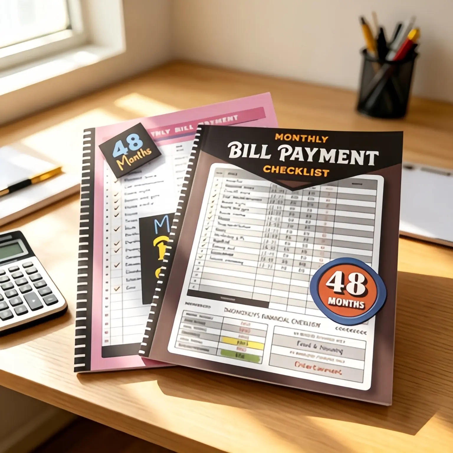 48-Month Financial Organizer & Bill Payment Checklist Planner - Office Stationery record Budget Tracking, Payment Records, Expense Logs, Due-Date Reminders for Home Offices money management