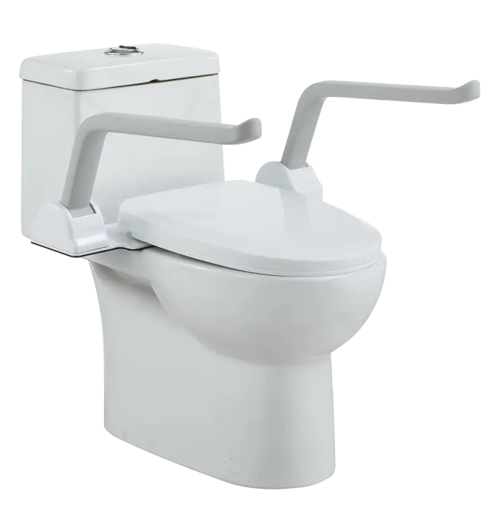 SafeSit Toilet Safety Rails - Flip-Up Sit-to-Stand Support Arms for Seniors (Bathroom Fixture Accessory for Toilet Seats)