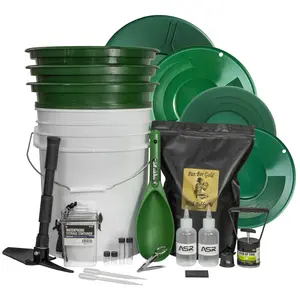 ASR Outdoor 10LB Gold Paydirt Complete 24pc Green Gold Prospecting Kit with 5 Gallon Bucket