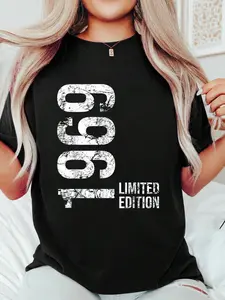 56th Birthday 56 Years Old Man Woman Vintage 1969 Print T-Shirt Casual Crew Neck Short Sleeve Comfort Tee Top For Spring & Summer Women's Clothing