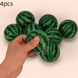 4pcs Watermelon Stress Balls Soft PU Foam Relaxation Toys, Durable and Elastic Handheld Fidget Stress Relief Balls Perfect for Home and Office, Fun and Calming