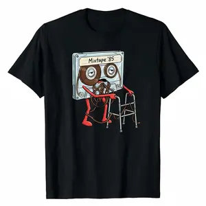 Cotton Old Mixtape '85 Funny Cassette Tape T-Shirt Retro 80s Music Lover Gift Tee for DJ Fans Guatemalan Pride Teddy Bear Design Casual Fit