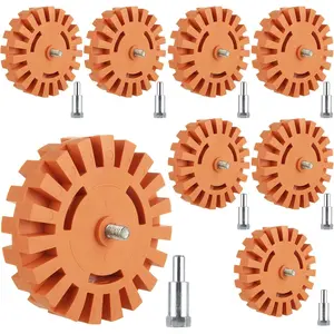 8 Decal Remover Eraser Wheel Tool Kit, 4inch Rubber Power Drill Attachment Car Adhesive, Pinstripe, Sticker, Vinyl Removal Tool Set with Drill Adapter for Cars, Boats
