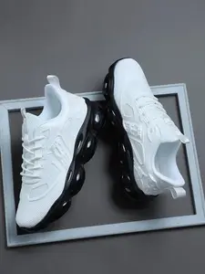 Men's Low Top Thick Sole Sports Shoes, Sporty Running Shoes, Breathable Mesh Upper, Bubble Cushioning, Casual Training Sneakers for Running, Athletic Shoes, Workout Sneakers