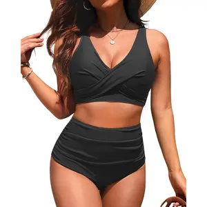 Yonique High Waisted Two Piece Swimsuit-Womens Bikini Set Tummy Control Bathing Suit Modest Full Coverage Bikini