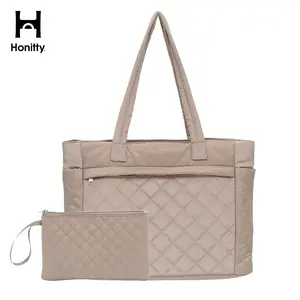 Tote Bag for Women Practical Laptop Bag Large Quilted Work Shoulder Bag Ultra Lightweight Puffer Handbag for Travel Casual Commuter Bag Handmade Tote Bag Handheld Bag Purse Canvas Tote Bags