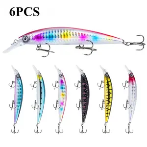 6Pcs Minnow Fishing Lures 13cm/5.12in 36g/1.26oz  Long Casting Hard Baits Set Swimbaits Boat Topwater Lures for Trout Bass Perch