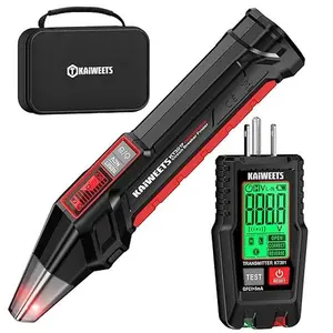 Circuit Breaker Finder with LCD Display, GFCI Outlet Tester, Electrical Circuit Tracer Tool with NCV Test & Flashlight, Includes Carrying Case and Adapters- KT301P