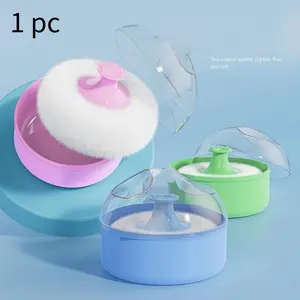 1pc Travel-Sized Refillable Face & Body Powder Container - Soft Sponge Puff, Dust Puff, Makeup Puffs, Loose Talcum Storage Holder, Portable After-Bath Skin Care Accessories with Compact Design, Easy to Use and Clean