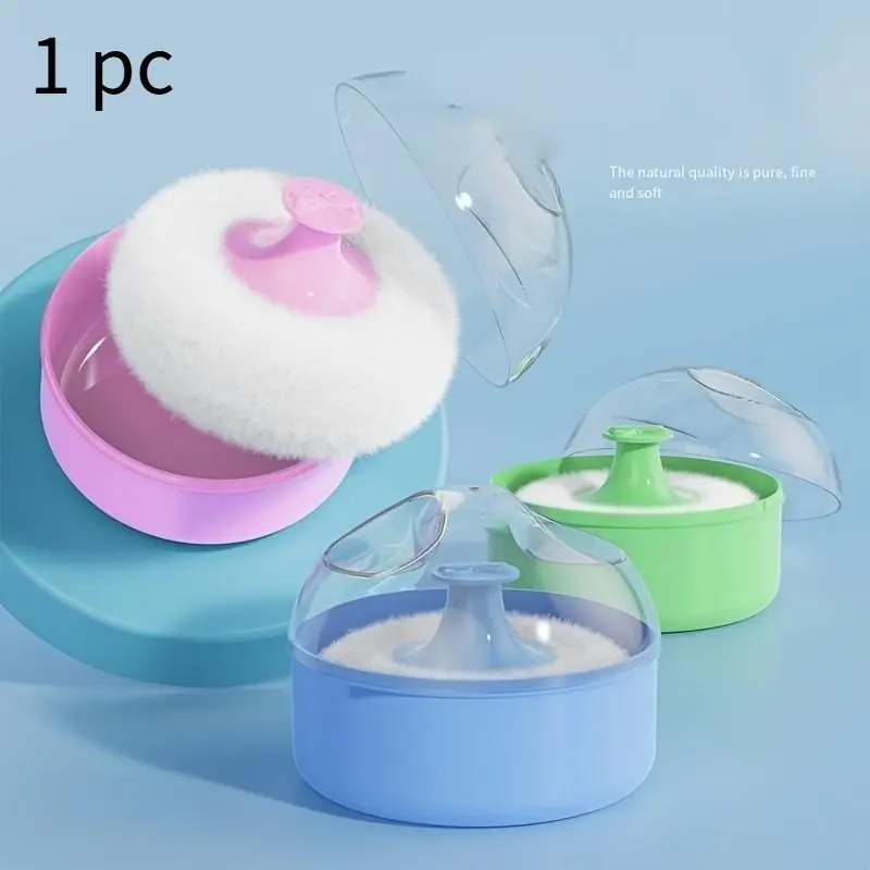 1pc Travel-Sized Refillable Face & Body Powder Container - Soft Sponge Puff, Dust Puff, Makeup Puffs, Beauty Sponge, Makeup Sponges, Loose Talcum Storage Holder, Portable After-Bath Skin Care Accessories with Compact Design, Easy to Use and Clean