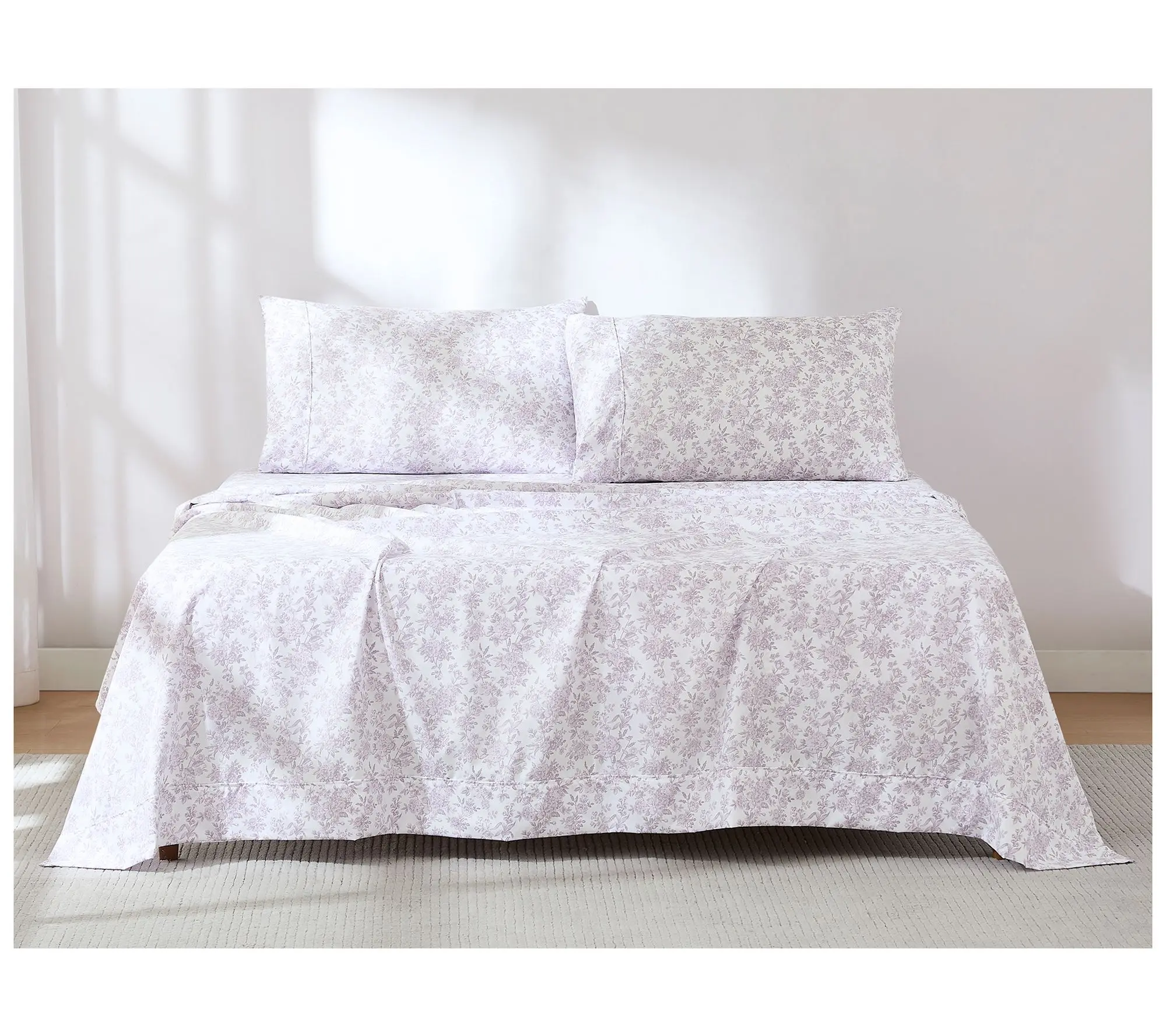 Lush Decor Peony Toile Sheet Set Mauve 6Pc SetQueen