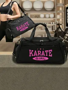 Karate Girl Theme Fitness Training Bag, Large Capacity Lightweight Sport Handbag, Adjustable Strap, Yoga, Gym, Commute, Gift
