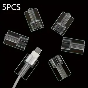 5pcs Soft Silicone Charger Cable Winder Fast Charging Cable Protector Sleeve for Apple IPhone Data Cord Clear Case Clip