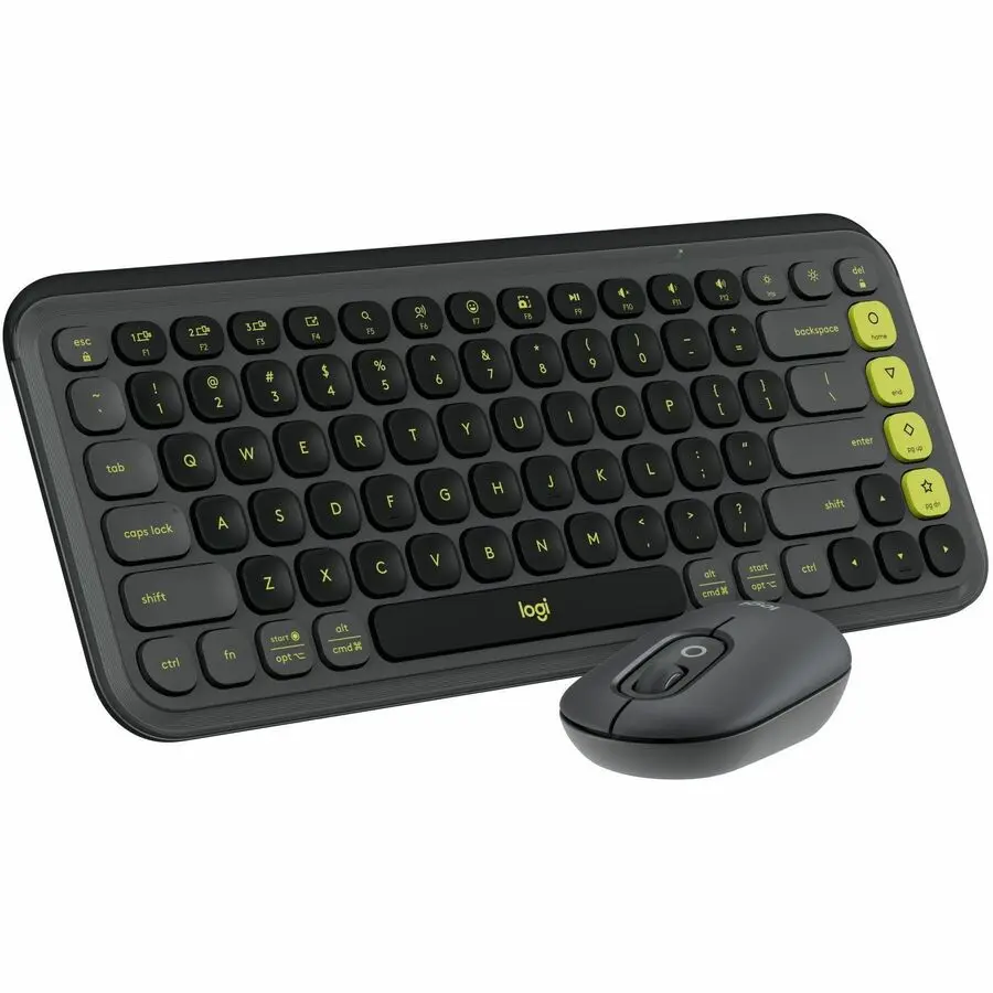 Logitech POP ICON Wireless Bluetooth Keyboard and Mouse Combo Set, Graphite/Green