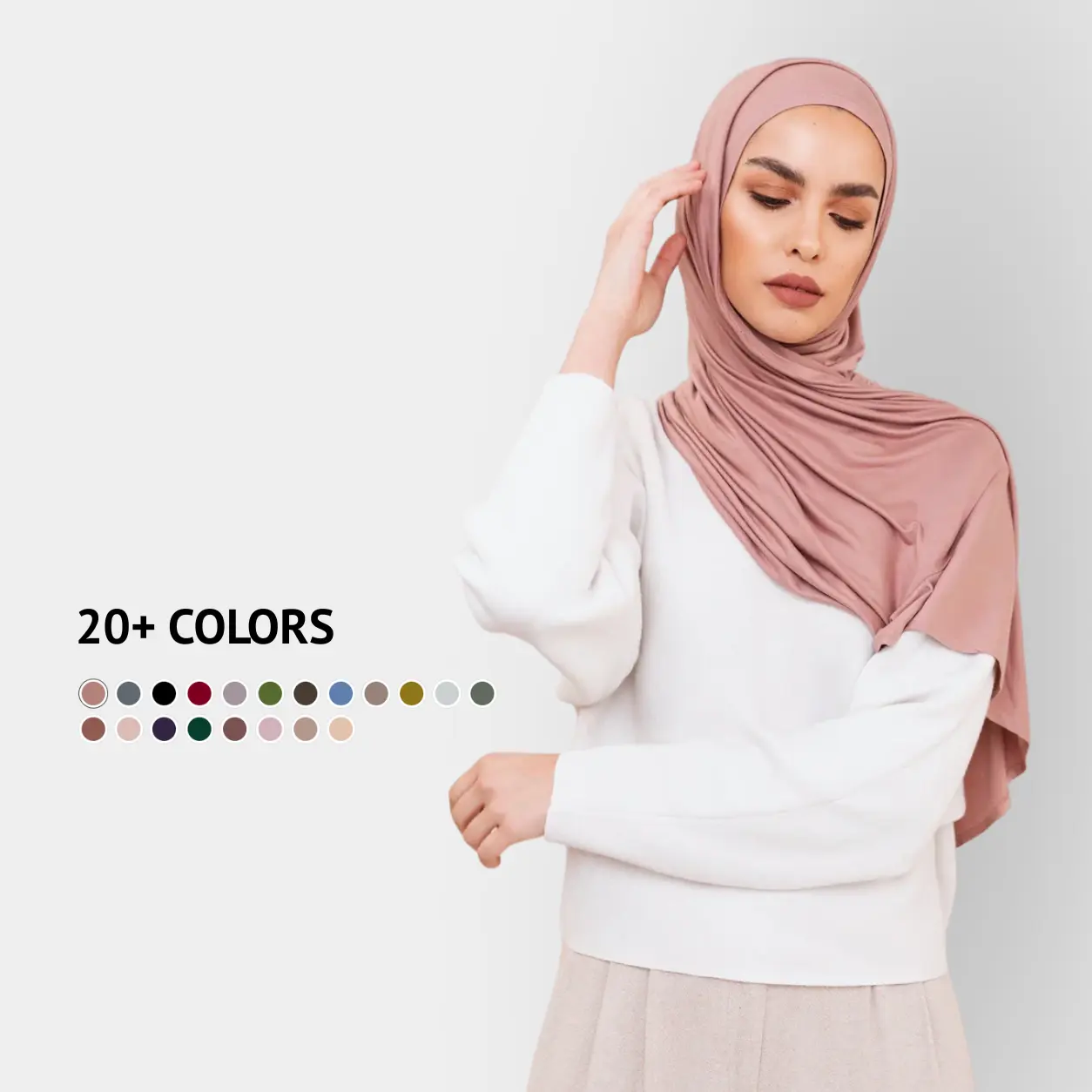 Voile Chic Instant Jersey Hijab Scarf for Muslim Women - Slip-On, No-Pins, Ready-to-Wear, Soft Stretchy Full Coverage, Lightweight Jersey Hijab, All-Day Comfort, 75"x23.5"