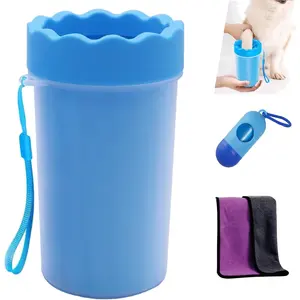 Dog Paw Cleaner,Washer,Pets Foot wash Cup-Pet Foot Cleaner for Small Medium Large Breed Dogs/Cats Pet Clean Paws Miracle Tool(with 1 Towel& 1Brush) Blue (Cup-2) (Cup-2) Cleaner Set