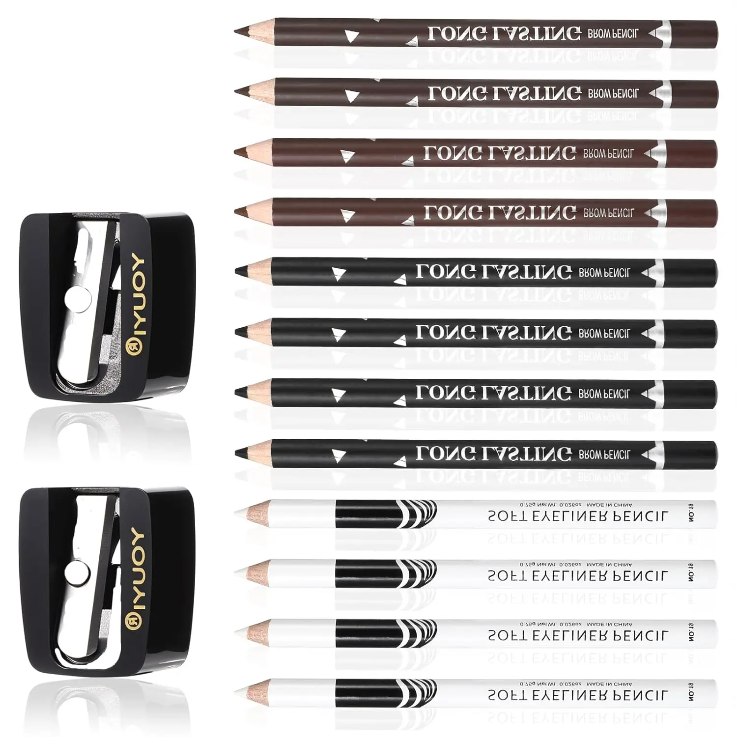 12PCS Barber Pencil for Lineup, Beard Pencil with 2 Built-in Sharpeners, Barber Enhancement Spray Hairline Pencils for Men Women(Black, Light Brown, Dark Brown, White)