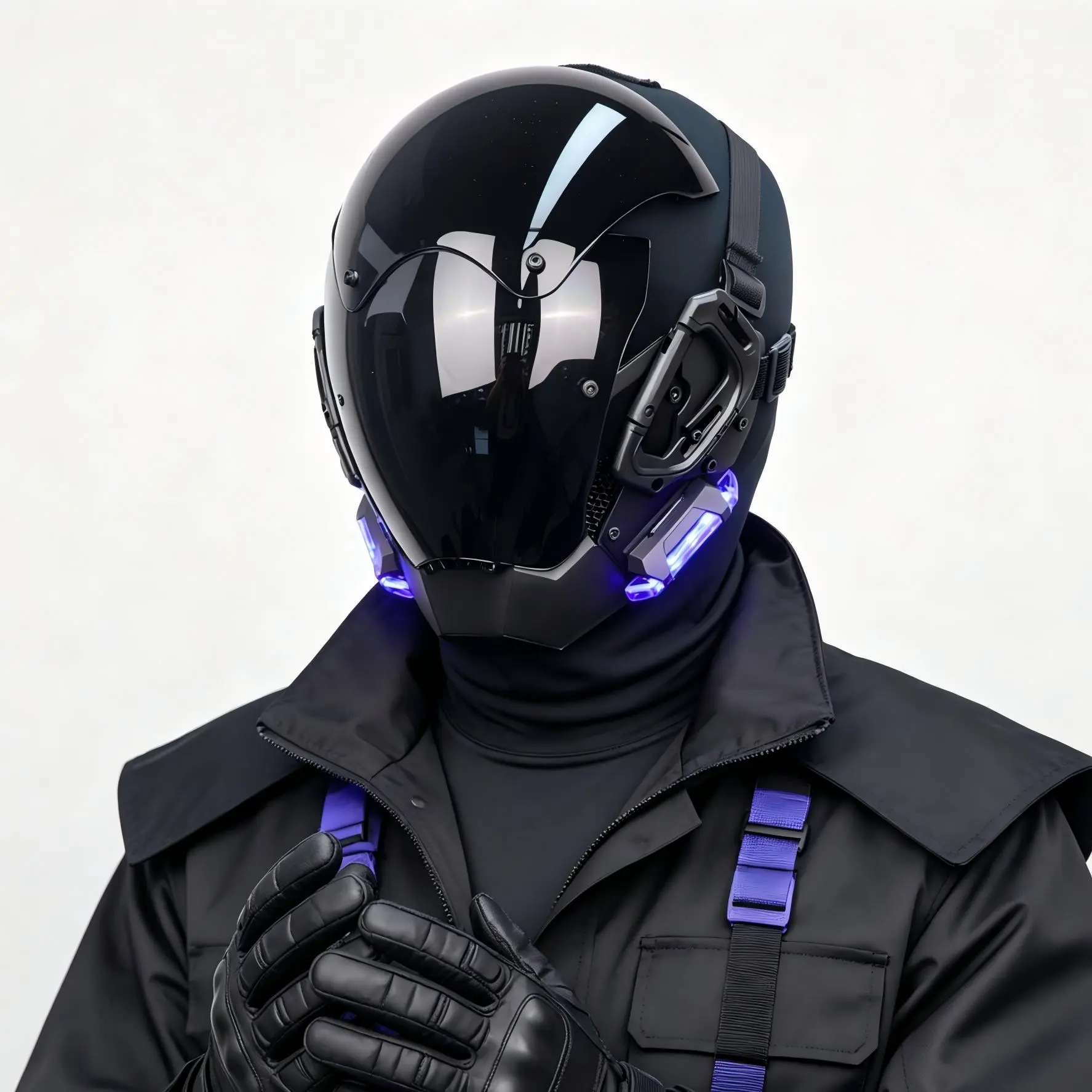 Men's Cyberpunk Headwear, Futuristic Full-Face Warrior Helmet for Dark Roleplay, Christmas Cosplay Props, Mask, Full-Face Mask, Party, Halloween, Bars, Accessory, Pvc, Cs Enthusiasts, Cs Roleplay Fit, Cs Fans