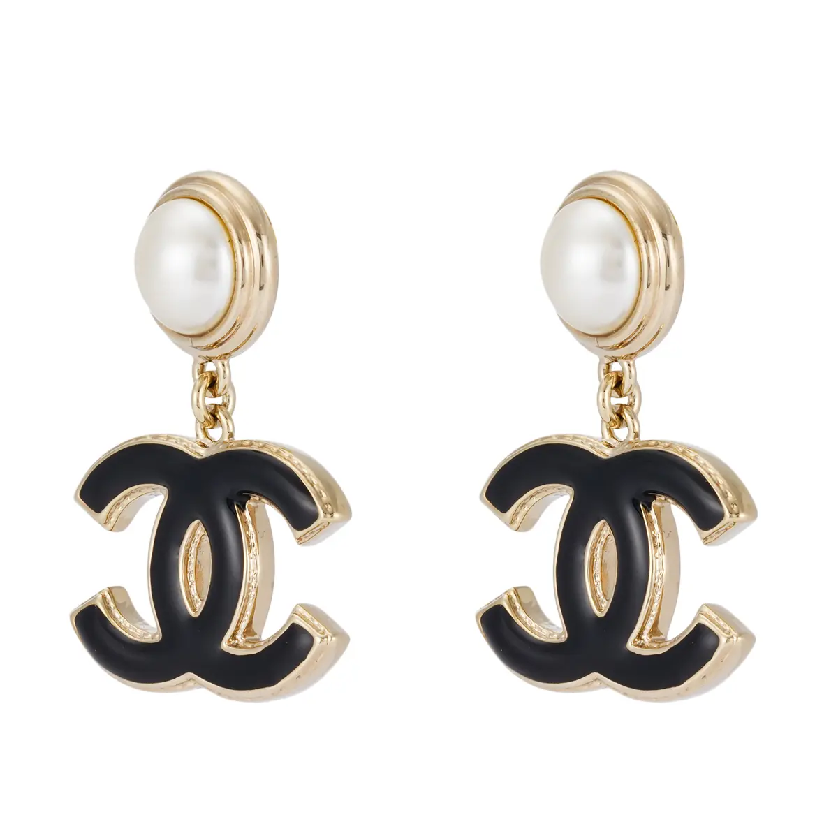 Pre-owned Chanel Stud Earrings Black and White Jlp020268