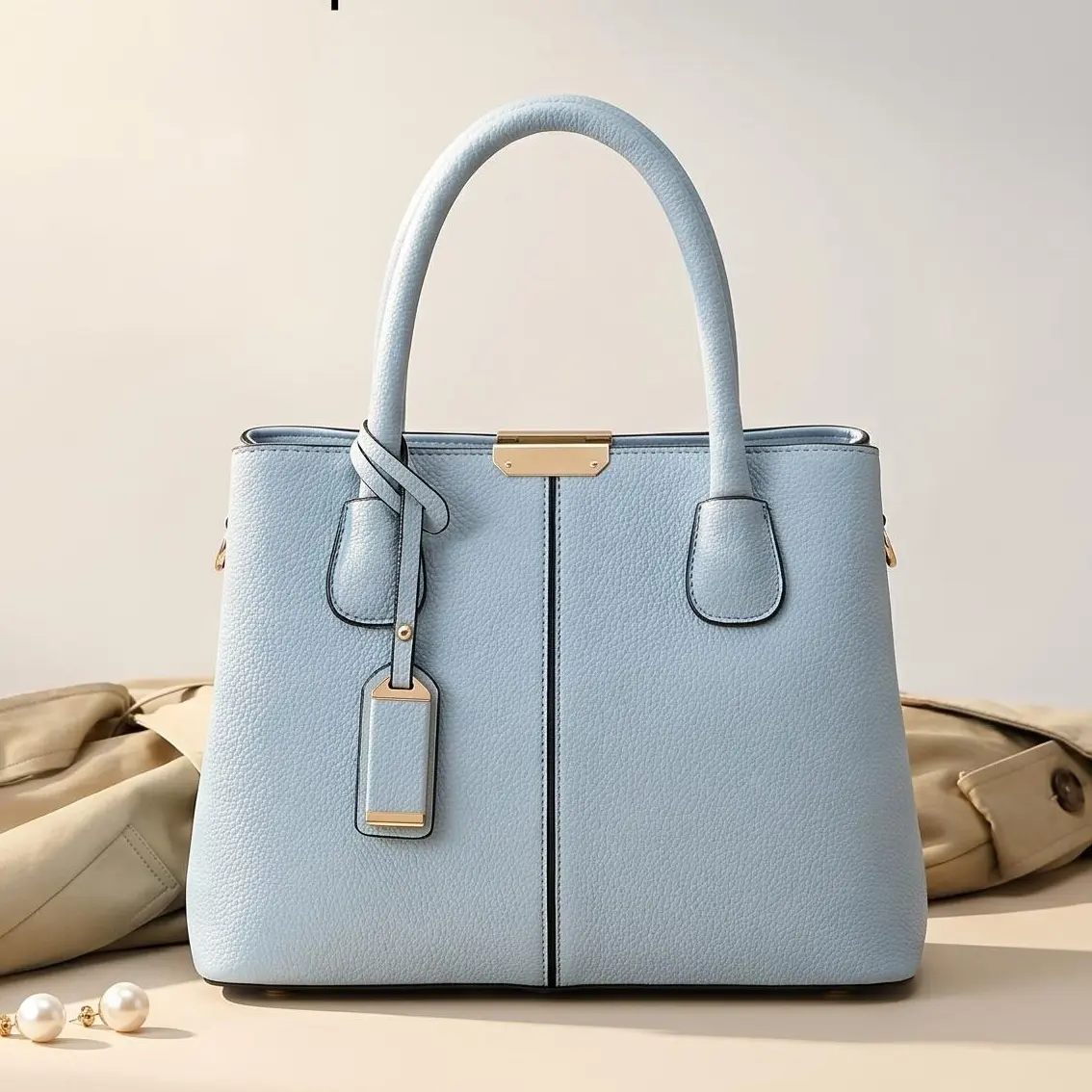 Chic PU Leather Tote Bag for Women, Large Casual Satchel with Adjustable Crossbody Strap and Multi Pockets for Work & Travel, Waterproof