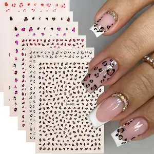 6 Sheets Leopard Print Nail Art Stickers, Animal Designs, Charming Animal Patterns, DIY Manicure, Autumn Winter French Glitter Nails, Glossy Finish, Shiny Surface