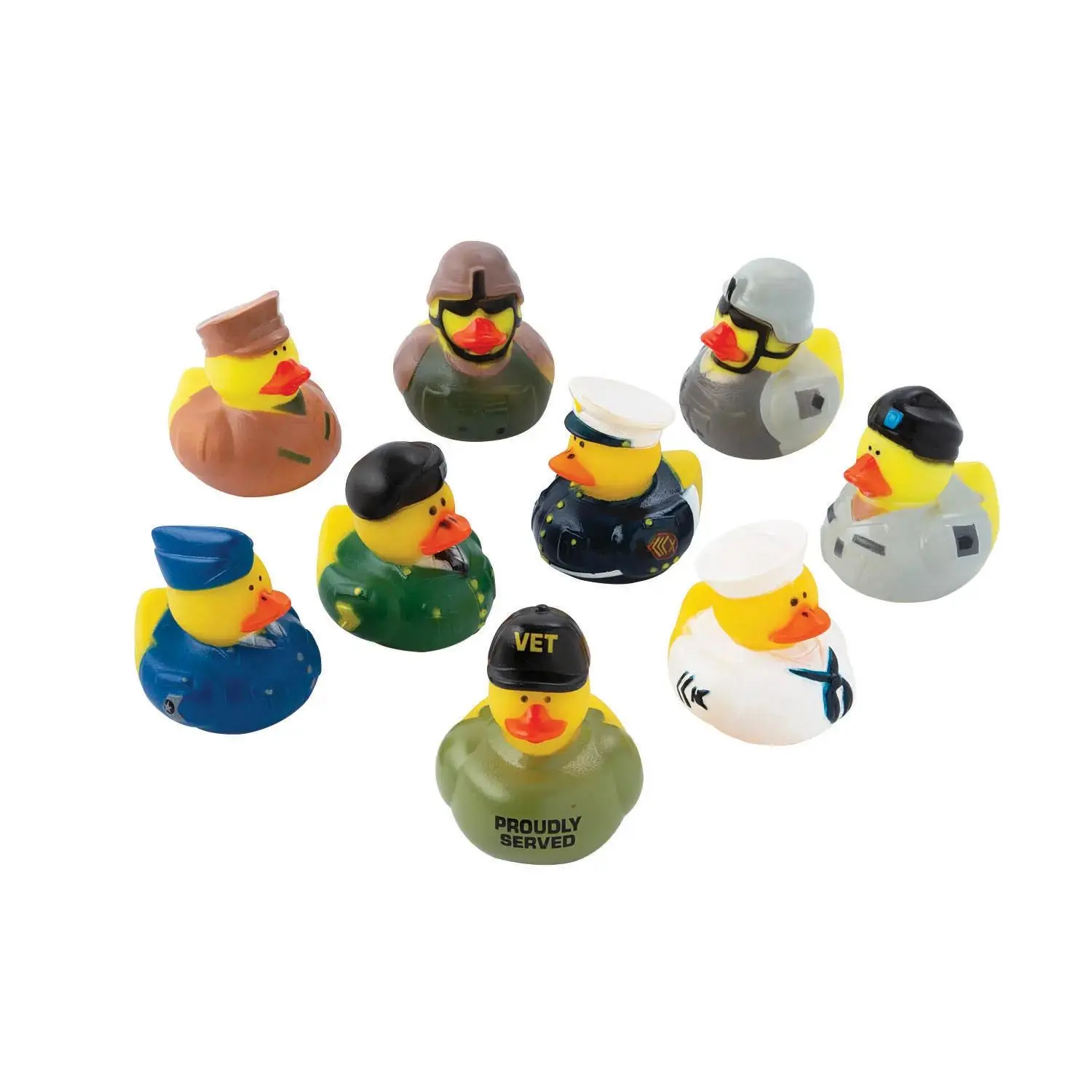 2" - 2 1/4" Bulk 48 Pc. Uniformed Military Rubber Ducks Assortment
