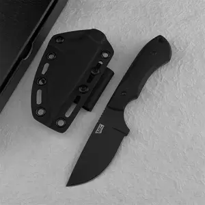 Two straight knives with sheaths in different colors, featuring 8Cr13Mov blades and G10 handles. The perfect holiday gift choice, these high-quality, durable, and practical knives are ideal for outdoor activities like fishing, hiking, and camping.